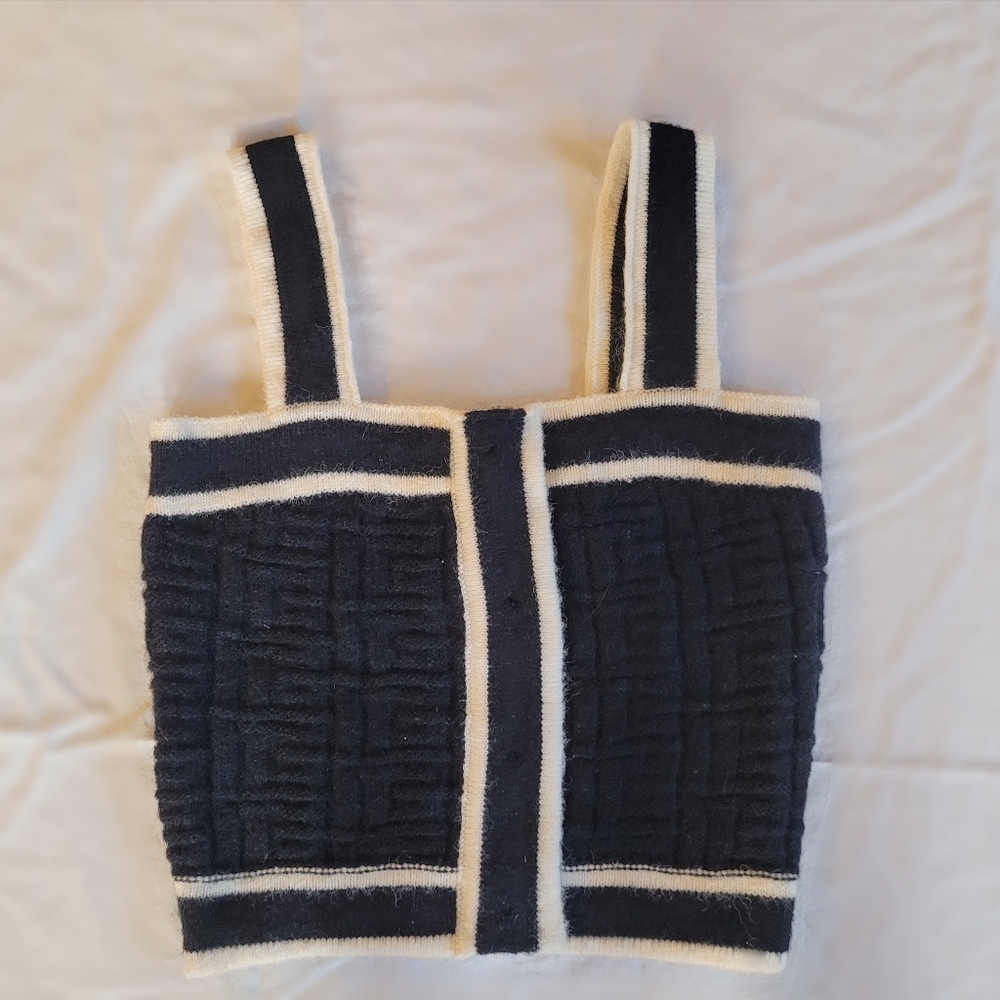 Cider Knit Black and White Tank Top | Size S
